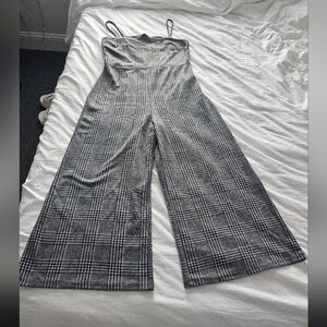 Forever 21 Black and White Plaid Jumpsuit